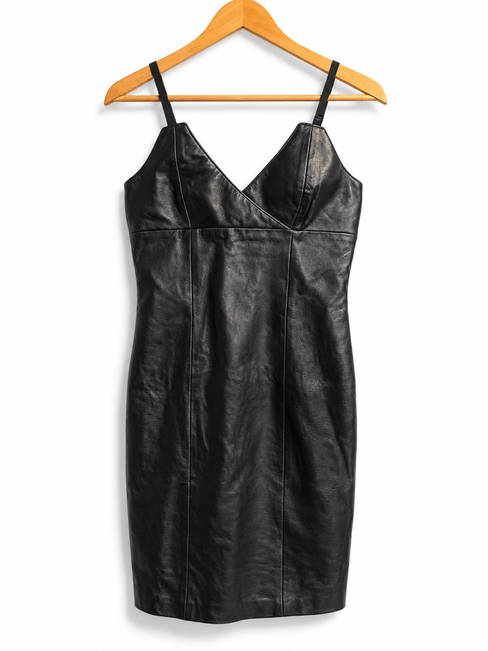 Vintage Michael Hoban North Beach Leather Black Dress – Size 8 – New With Tags